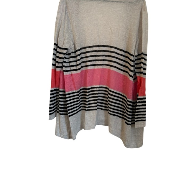 J Jill Long Cardigan Sweater Black and Punk Stripped Size L - Picture 4 of 7